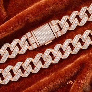 สร้อยคอโมอิสซาไนต์ชุบทองคำสีกุหลาบ ดีไซน์แบบ Cuban Link  เครื่องประดับแฟชั่นสำหรับผู้หญิงและผู้ชาย  สไตล์นิวยอร์ก  งานละเอียด  ดูทันสมัย - Product Image 3