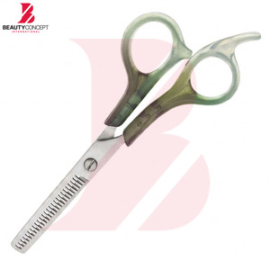 Tijeras de Entresacar Profesionales con Mango Transparente Verde, Dientes en V, para Corte de Cabello en Salón Profesional - Product Image 2