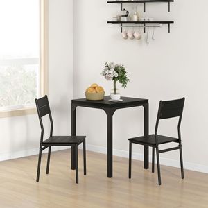 Set da pranzo nero in 3 pezzi, tavolo quadrato da 23,5 pollici e 2 sedie per piccoli spazi - Cappotti da donna - Product Image 2