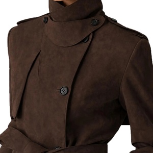 Abrigo Largo de Piel de Oveja Genuina 2026 para Mujer, Gabardina Cruzada Elegante con Cinturón, Chaqueta de Ante Marrón Auténtico - Product Image 6