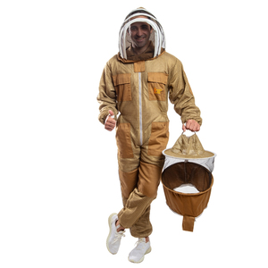 Combinaison d'apiculture ventilée avec double voile couleur kaki, protection anti-coupure, résistante à la chaleur jusqu'à 300°C, voile rond - Product Image 5