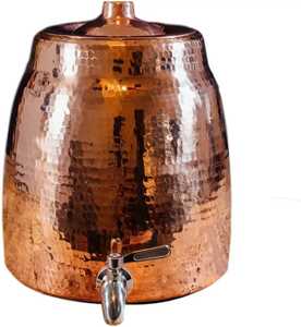 Distributeur d'eau en cuivre noir avec motif floral doré exquis, grande capacité de 5 L, réservoir métallique ayurvédique pour une vie saine et le bien-être - Product Image 3