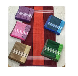 Toallas de Rizo a Rayas Prácticas, Hechas de 100% Algodón e Hilo Reciclado para un Uso Doméstico Confiable - Product Image 1