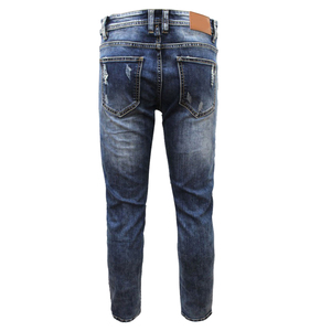 กางเกงยีนส์เดนิมพรีเมียมสไตล์วินเทจสำหรับผู้ชาย ขายส่ง ทรงตรง สตรีทแวร์ ขาดๆ แบบลำลอง แฟชั่น Y2K สำหรับฤดูร้อน สีพื้น - Product Image 4