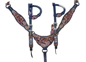 Plume usiné perlé cheval Tack ensemble complet tête poitrine plaque en cuir véritable léger saisonnier cheval débarrasser équipements - Product Image 3