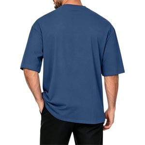 T-shirt décontracté à col en V pour homme, en coton, à manches courtes, uni, coupe ample, pour marques de vente en gros à étiquette privée - Product Image 2