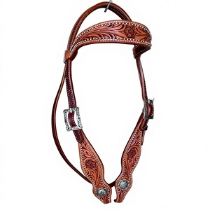 Horse Western English Leather Bitless Side <b>pull</b> Bridle with Reins with Brass/SS/Allow hardware at Wholesale Price - Product Image 1