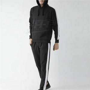 ชุดวอร์มผู้ชายผ้าฝ้ายฟลีซสำหรับฤดูหนาว พร้อมฮู้ดและกางเกงขายส่ง รับผลิตแบบ OEM พร้อมสกรีนโลโก้ตามสั่ง - Product Image 2