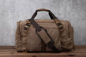 Custom Genuine Leather Canvas <b>Travel</b> <b>Bag</b> Vintage Waterproof Waxed <b>Holdall</b> Weekend Overnight <b>Bag</b> Shoe Compartment LCTB-0006 - Product Image 4