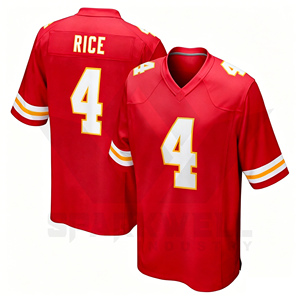 Maillot de football rouge pour homme des Kansas City Chiefs, col en V, manches courtes, polyester respirant, imprimé à l'avant, imprimé par transfert thermique - Product Image 1
