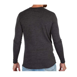 Camiseta de Manga Larga para Hombre, Cuello Redondo, Color Sólido, Tejido de Algodón, Corte Regular, Fabricantes Personalizados, Camiseta Informal de Manga Larga - Product Image 6