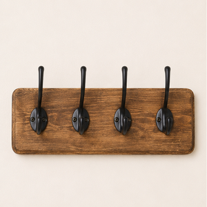 Rustic Wall Mounted Coat Rack With 4 Heavy Duty Metal Hooks Wooden Entryway Key <b>Holder</b> And <b>Hat</b> Organizer For Living Room - Product Image 5