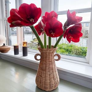 Jarrón de Flores de Ratán Estilo Boho Viettimecraft, Hecho a Mano, Jarrón de Ratán Natural Tejido a Mano, Jarrón Decorativo Estilo Boho para el Hogar - Product Image 1