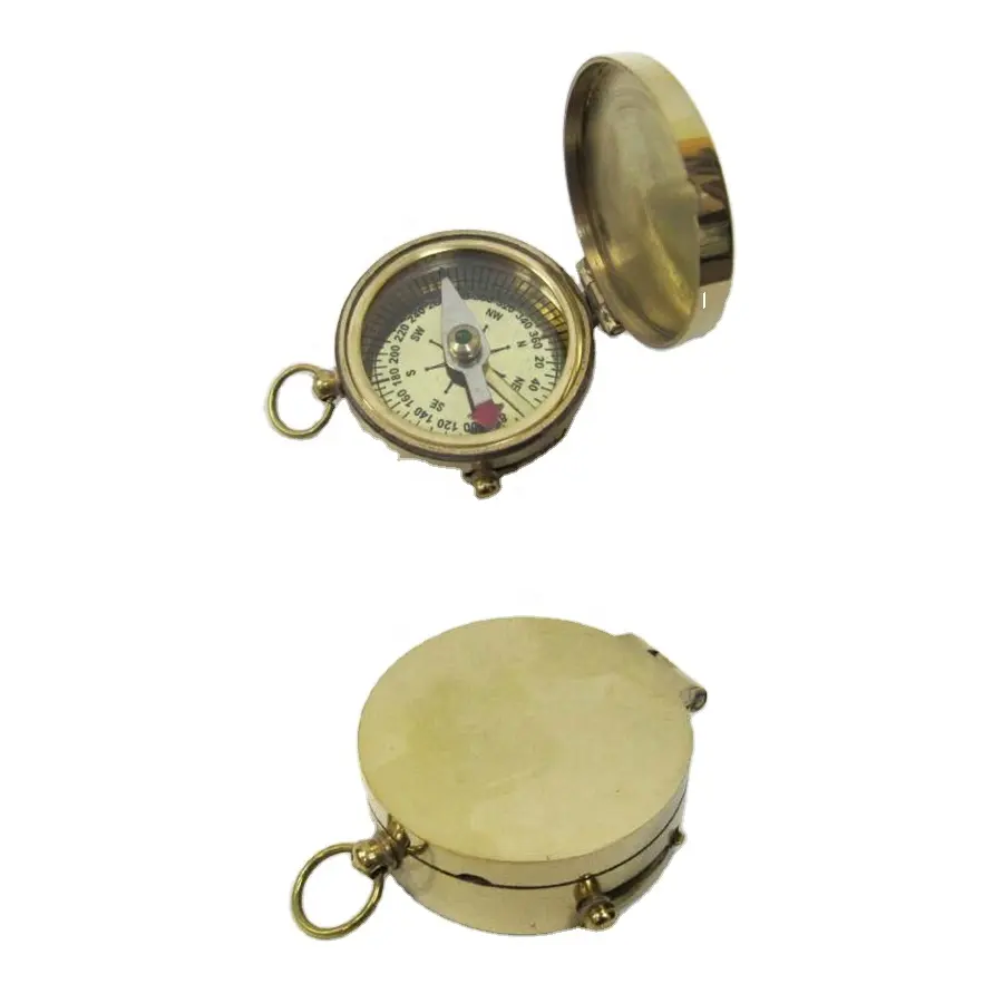 Modern Decorative Brass Nautical Flat Pocket Compass Handcrafted Supplier Of Compasses At Low Price