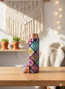 ขวดน้ำทองแดงแท้พร้อมสติกเกอร์ลายดอกไม้ ราคาประหยัด บรรจุภัณฑ์พรีเมียม ใช้สำหรับดื่มน้ำ - Product Image 2