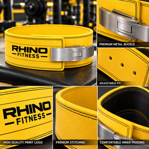 RHINO FITNESS Neoprene Adjustable Weightlifting Belt with Lumbar Support Yellow Wrap Around <b>Waist</b> Support for Adults - Product Image 4