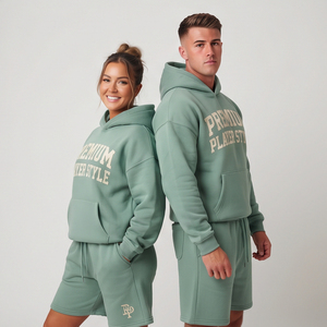 Ensemble sweat à capuche et short en molleton 500 g/m² pour homme et femme – Survêtement hiver tendance, coupe ample et oversize - Product Image 3