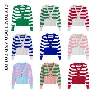 Cardigan en tricot acrylique pour femmes, broderie de sororité, sur mesure, style européen, col en V, séchage rapide, respirant - Product Image 2