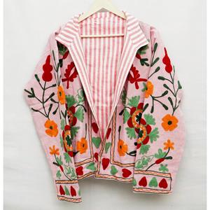 เสื้อแจ็คเก็ตผ้าฝ้ายปักลายดอกไม้สำหรับผู้หญิง คอจีน แขนยาว ระบายอากาศได้ดี เป็นมิตรกับสิ่งแวดล้อม สไตล์ Prairie Chic ลายหัวใจ สำหรับฤดูใบไม้ผลิ - Product Image 2
