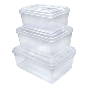 Plastic 111,222,333 Set Rectangular Food <b>Storage</b> Container Transparent Color Airtight <b>Kitchen</b> <b>Storage</b> <b>Box</b> - Product Image 1