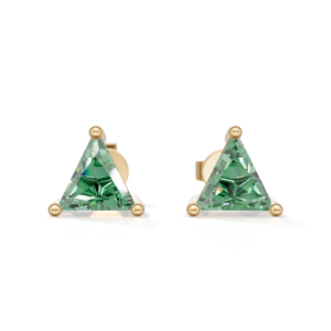 Pendientes de Esmeralda con Corte Trillón en Plata de Ley Chapada en Oro Amarillo, Joyería Clásica para Mujer, 1.5g, Heerani Jewels - Product Image 2