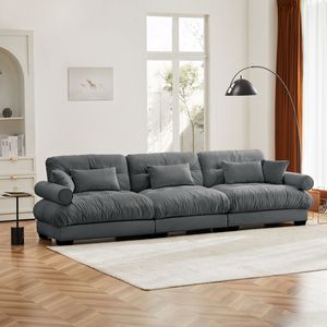 Modern 3-Seat Extra Large Velvet <b>Sofa</b> Oversize Cloud-Like Comfort with Waist Pillows & <b>Support</b> for Living Room - Product Image 2