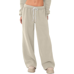 <b>Women</b> Retro Winter Wide <b>Leg</b> <b>Joggers</b> Full Length Terry Fleece Sweatpants Soft Fabric Breathable Casual Sportswear Pants - Product Image 1