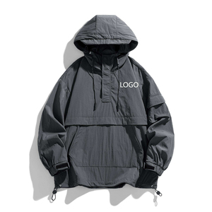 Chaqueta Cortavientos de Nailon Personalizada para Hombre, Impermeable, de Secado Rápido, Transpirable, Ligera, con Cierre de Cremallera, para Deportes al Aire Libre, Logotipo OEM, Venta al Por Mayor - Product Image 2