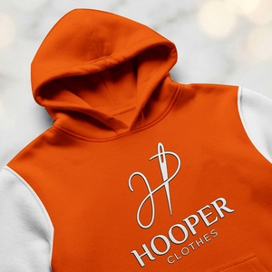 เสื้อฮู้ดผู้ชาย Hooper สีส้ม-ขาว ผ้าฝ้ายเฟรนช์เทอร์รี่บุซับใน ระบายอากาศได้ดี แห้งเร็ว มีโลโก้ที่แขนซ้าย เหมาะสำหรับใส่ในฤดูหนาว - Product Image 4