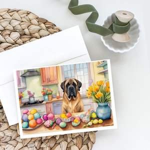 Whimsical <b>Easter</b> Mastiff Greeting <b>Cards</b> <b>Pack</b> of 8 A7 Size 5x7 Blank Note <b>Cards</b> with Envelopes for Decorations - Product Image 2