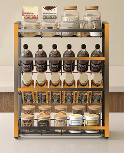 OEM/ODM Vietnam Customizable 4-Layer Metal <b>Kitchen</b> Organizer Spice Rack Large Capacity Sauce Storage Holder - Product Image 5