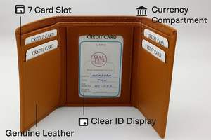 Portefeuille homme fin en cuir véritable, anti-RFID, avec fenêtre d'identification, durable, sans fermeture éclair, pratique, petit porte-cartes de voyage - Product Image 3