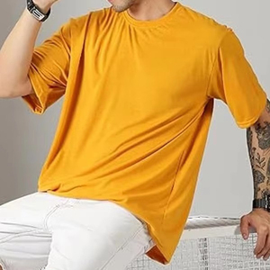T-shirt Homme en Coton Bio 100% Col Rond Grande Taille Coupe Ample Grammage Lourd avec Logo Personnalisé Imprimé à l'Avant Manches Courtes en Tissu Éponge - Product Image 6