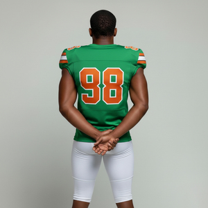 ชุดยูนิฟอร์มอเมริกันฟุตบอลสำหรับผู้ใหญ่และเยาวชน คุณภาพสูงแบบ OEM สำหรับการสกรีนลายแบบ Sublimation  รับสั่งทำชื่อทีม เสื้อเจอร์ซีย์แบบสั้น ระบายอากาศได้ดี มีไซส์ใหญ่พิเศษ - Product Image 6