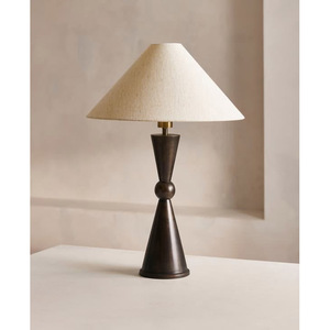 Lámparas de Mesa Minimalistas de Metal con Pantalla Cónica de Lino, Lámpara de Escritorio con Base de Níquel Cepillado, Venta al por Mayor, Estilo Nórdico Industrial para Mesita de Noche - Product Image 4