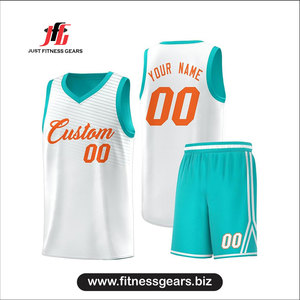 ชุดเสื้อบาสเก็ตบอลสั่งทำพิเศษ Just Fitness Gears สีม่วงน้ำเงิน ลายเรขาคณิต คอวี แขนกุด ผ้าตาข่าย สำหรับผู้ใหญ่ - Product Image 6