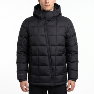 Chaqueta Acolchada con Capucha para Hombre, Invierno, Casual, Impermeable, Transpirable, Resistente al Viento, Tela de PU, Poliéster/Nailon, Cierre de Cremallera - Product Image 1