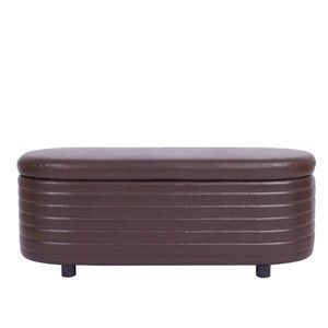 Brown PU Leather Modern Upholstered <b>Storage</b> Bench End of Bed <b>Stool</b> for Living Room Entryway Bedroom - Product Image 5