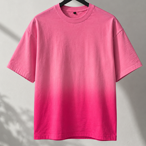 เสื้อยืดสตรีทแวร์ทรงบ็อกซี่ ผ้าหนา 240 GSM สีชมพูไล่เฉดแบบโอเวอร์ไซส์ สไตล์หรูหรา - Product Image 6