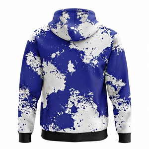 Sudadera con Capucha Personalizada Azul Rey y Blanco con Diseño de Salpicaduras de Pintura, Oversize, de Forro Polar Premium, Estilo Urbano, Unisex, Casual, con Estampado de Logotipo, OEM ODM - Product Image 2