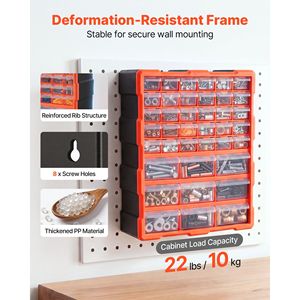 Armoire de rangement en plastique à 39 tiroirs, empilable, pour petites pièces, pour garage, montage mural - Product Image 4