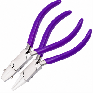 Tapered Baguette Cut Pliers Stainless Steel Jewelry Tool For DIY <b>Craft</b> <b>Wire</b> Looping Shaping Non Marring Purple Handle - Product Image 1