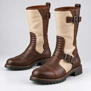 Bottes de moto longues en cuir, équipement de conduite pour moto, chaussures de sécurité à tige haute, construction durable, bottes de moto longues pour l'extérieur - Product Image 1