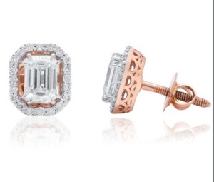 Elegantes Pendientes de Diamantes Cultivados en Laboratorio, Oro de 14k, Corte Brillante Redondo, para Mujer, Joyería Moderna y Elegante para Aniversario de Bodas - Product Image 4