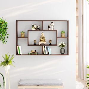Modern Pine Wood Floating Non-Folding Flexible 3-Tier Multifunction <b>Baking</b> Paint Wall Mounted Storage <b>Rack</b> for Living Room - Product Image 3
