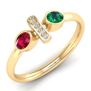 แหวนทองคำแท้ 14K REYES Luxury ประดับเพชรโมอิสซาไนต์ทรงรี 0.42 กะรัต พร้อมพลอยทับทิมและมรกต สำหรับผู้หญิง ได้รับการรับรองจาก GRA เครื่องประดับชั้นดี - Product Image 2