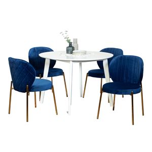 Set da Pranzo Contemporaneo Amoa 5 Pezzi, Tavolo Rotondo Bianco e 4 Sedie per Sala da Pranzo Moderna - Product Image 6