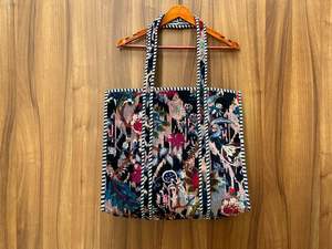 Sacs fourre-tout en velours indien à imprimé floral, sacs de shopping faits à la main pour femmes, sacs de voyage matelassés - Product Image 6