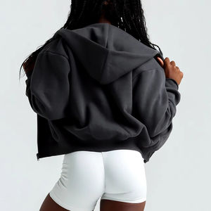 Sudadera Corta con Capucha para Mujer, Estilo Nuevo, Forro Polar Grueso, Logotipo Personalizado, Cierre de Cremallera, Manga Larga, Servicio OEM - Product Image 6