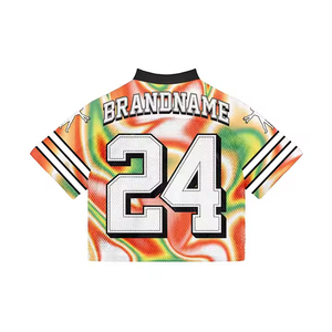 Custom Printed Summer Short Oversized Mesh Jersey Unisex Retro Boxy Cropped Top Blank Football Fashion <b>Tshirt</b> American Football - Product Image 4